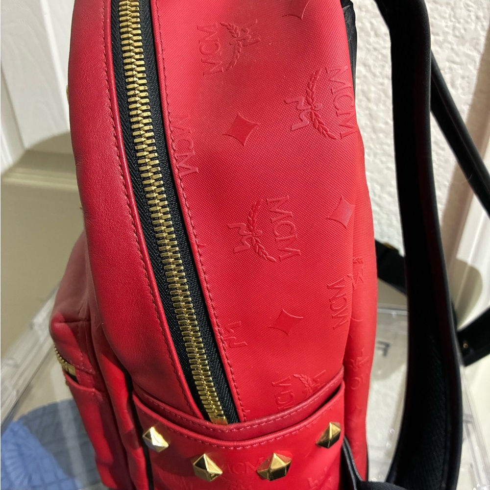 MCM Scarlet Backpack with Gold Accents - Picture 4 of 7